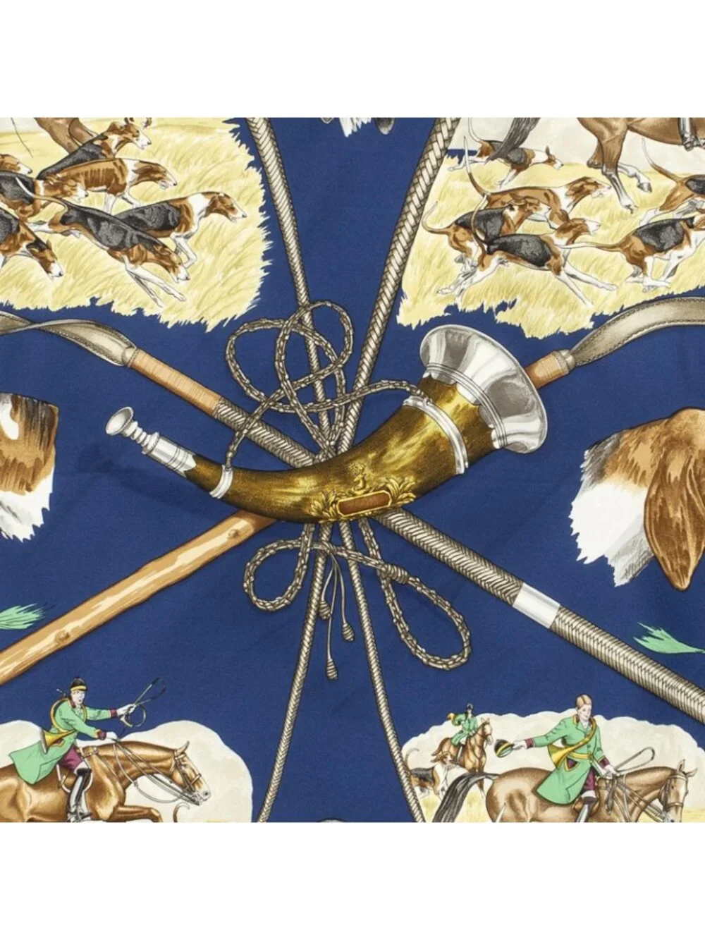 ★SOLD★ Hermes Scarf Navy Brown 100% Gold Twill Silk - Picture 3 of 5